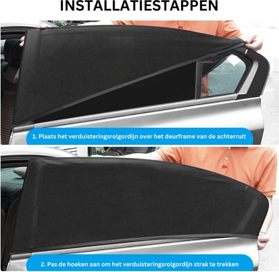 Auto Zonnescherm - 60x50 cm - 2 Stuks - Zonnewering Zijruit - Voor Baby's en Kinderen - UV Protectie - Elastisch - Uitrekbaar — afbeelding 3