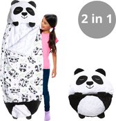 RS Goods Kinderslaapzak - 2 in 1 Kussen En Slaapzak - Slaapzak Voor Kinderen - Panda - Tot 9 jaar - Slaapzak Junior Tot 130cm Lichaamslengte - 130x70cm - Maat M