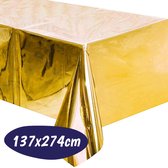 Tafelkleed Plastic - 137 x 274cm - Goud Tafelkleed - Tafeldoek - Tafellaken - Tafelzeil - Bruiloft - Oud en Nieuw - Kerst