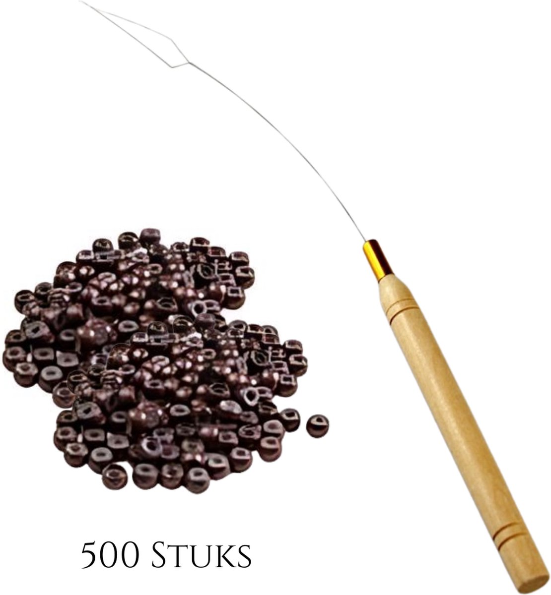 Thef - Set 500 Nanoringen - Nano Ring Loopnaald - Hairextensions- Haarverlenging - Haarstyling - Bruin