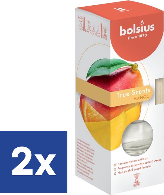 Bolsius Bâtons parfumés True Scents Mango - 2 x 45 ml