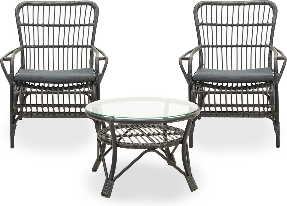 Vita Lester loungeset zwart met lage tafel