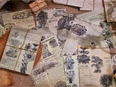 Journaling Papier Set - Vintage Flowers - Vintage Flora Book Pages - Vintage Papier - Set 30 stuks voor o.a. bulletjournal, scrapbooking en kaarten maken