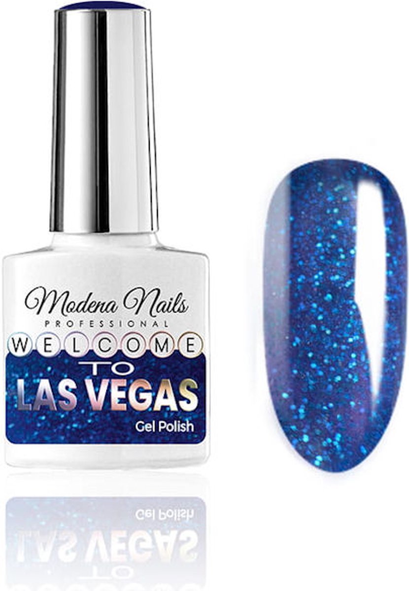 Modena Nails UV/LED Gellak Welcome To Las Vegas - LV10 - Blauw, Glitter - Glitters - Gel nagellak - Gel nagellak