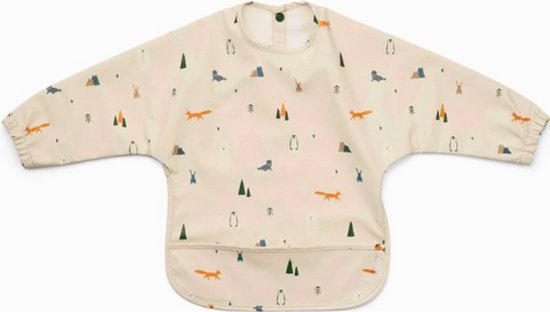 Baby Slab met Lange Mouwen - Beige Zeeleeuw - LARGE 3 t/m 4 Jaar - Kliederschort - Kinderschort met Lange Mouwen - Slabber met Schort - Verfschort