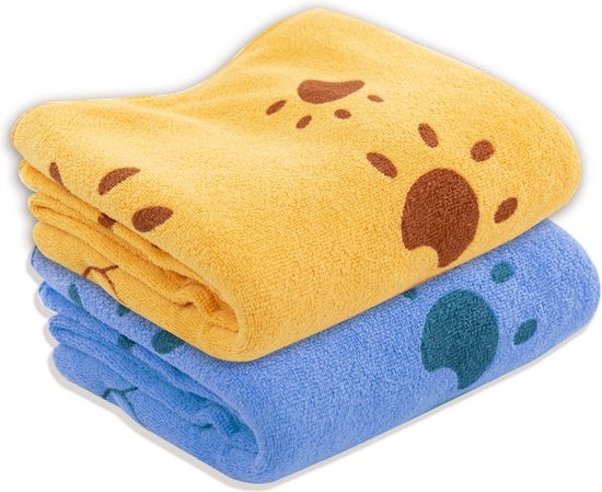 HUTVD Sneldrogende handdoek voor honden, 35 x 75 cm, 2 stuks, super-microvezel, zacht, comfortabel en absorberend, grijs cyaan, 2 stuks