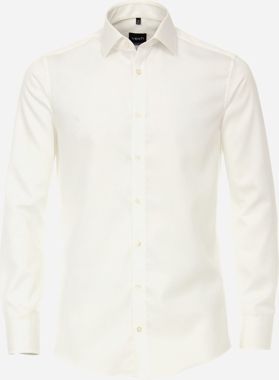 VENTI modern fit overhemd - mouwlengte 7 - twill - beige - Strijkvrij - Boordmaat: 43