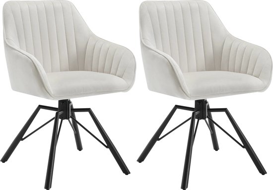 Set van 2 Stoelen - Luxe Eetkamerstoel - Eetkamerstoelen - 2 stoelen - Moderne look - Draaibaar - Cream