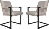 HSM Collection - Chaise de salle à manger Boston S/2 - Adore 01 naturel - Velours/ métal