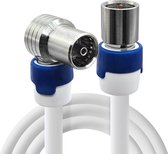 Coax kabel op de hand gemaakt – 3 meter – Wit – IEC 4G Proof Antennekabel – Female haakse en F-connector rechte pluggen – complete modem kabel