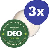 Awake Organics Fresh Vibes Natural Deodorant Eucalyptus & Wilde Munt (3x 58ml)
