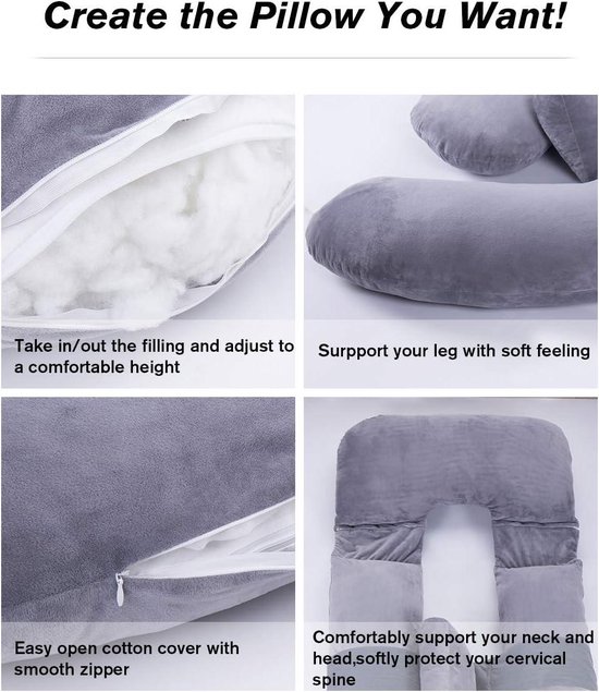 As AWESLING Lichaamskussen 152 cm - Borstvoeding, Moederschap en Zwangerschap - Grijs Pregnancy pillow van AWESLING — afbeelding 5