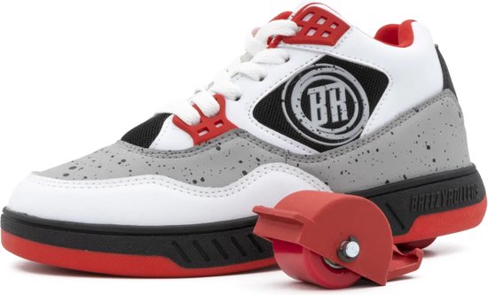 Breezy Rollers Baskets pour femmes à roulettes Kinder - Rouge/ Wit/ Zwart - Chaussures pour femmes à roulettes - Chaussures à roulettes - Taille : 32