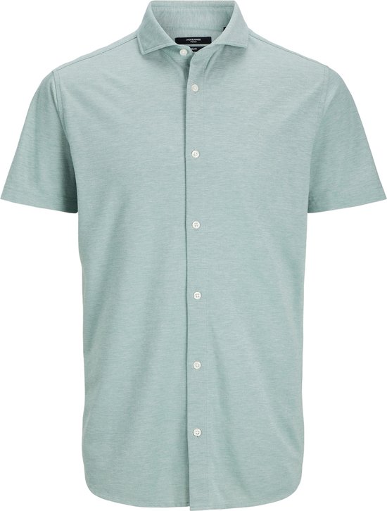 Jack & Jones Overhemd Jprblarian Pique Shirt S/s 12258626 Bottle Green/slim Fit Mannen Maat - S