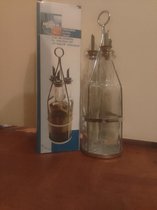 Roma Olie- en Azijnstel - 3 delig - met schenktuit - glas / metaal / kurk