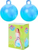 Skippybal Blauw - 2 Stuks - 45 cm - Vanaf 3 jaar - Buiten Speelgoed Jongens Meisjes - Buiten Speelgoed - Buitenspeelgoed Tuin - Springbal - Stuiterbal - Kinderspeelgoed - Sport & Spel