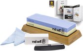 Dubbelzijdige Premium Slijpsteen - Korrel 1000/6000 | Messenslijper Watersteen met Bamboe Blok en eBook-handleiding knife sharpener