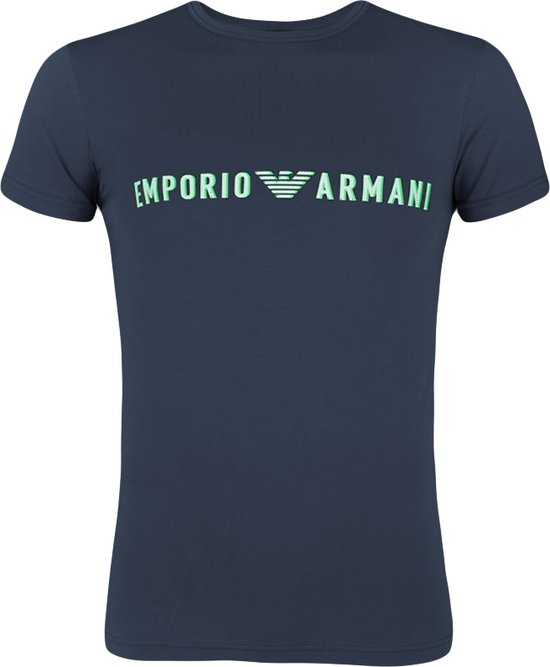 Emporio Armani O-hals shirt megalogo blauw - L
