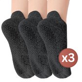 RENALUX - Yoga Sokken Antislip Dames - Antislip Sokken Dames - Pilates Sokken - Anti Slip Sokken - Huissokken met Antislip Dames - Zwart, Zwart & Zwart - Set van Maarliefst 3 Paar