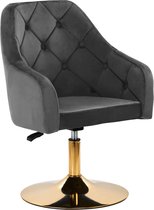 Chaise pivotante LUX velours gris - chaise de salon - décoration - chaise de maquillage - chaise de coiffeur - velours - chaise dorée