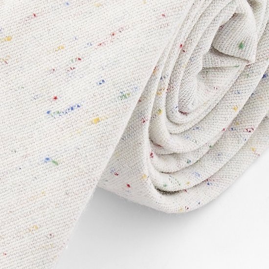 Cravate en lin blanc à mouchetage arc-en-ciel