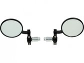 Spiegelset stuurbevestiging Rond Zwart - scooter spiegels - bar end spiegels - motor spiegel - bar end spiegels motor - spiegels motor
