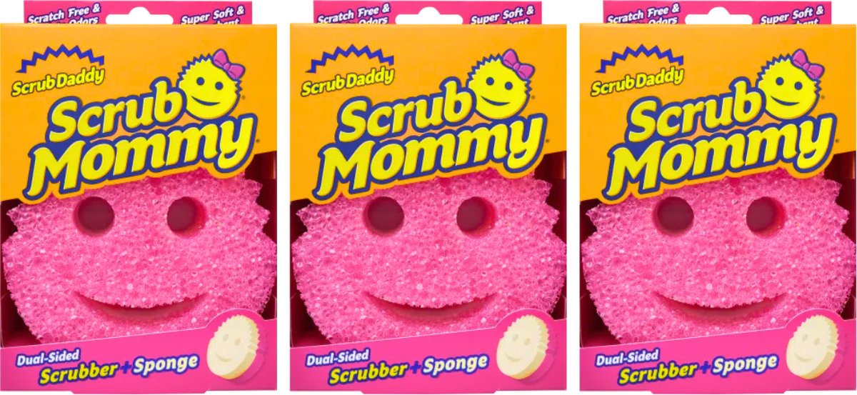Goedkoopste Scrub Daddy Mommy Spons - Roze - 3 Stuks - Schuursponsjes Krasvrij - Schoonmaakspons - Schuurspons - Wonderspons