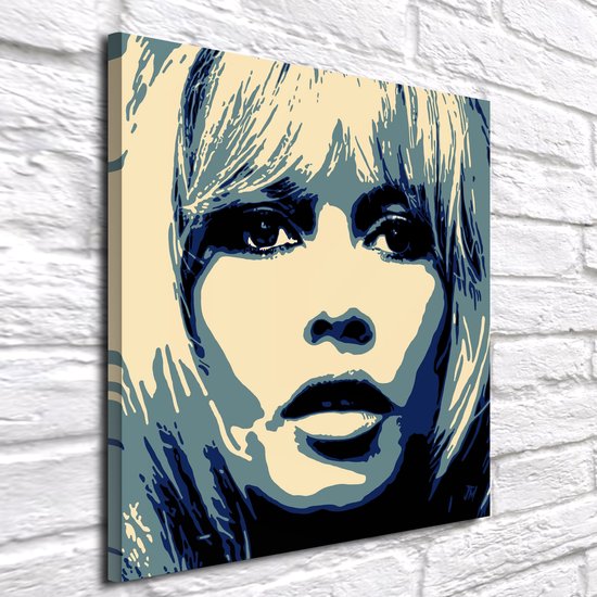 Pop Art Brigitte Bardot - Canvas Print - op dennenhouten kader - 60 x 60 x 2 cm - Wanddecoratie