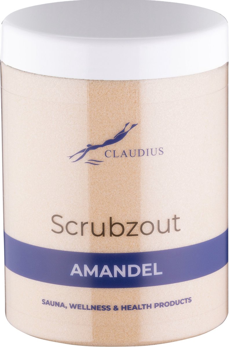 Goedkoopste Scrubzout Amandel in handige pot - 1250 gram - met witte deksel - Hydraterende Lichaamsscrub
