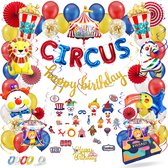 Fissaly® 104 Stuks Circus Feest Versiering – Kinderfeestje Decoratie – Clown - Themafeest Verjaardag Ballonnen - Feestje