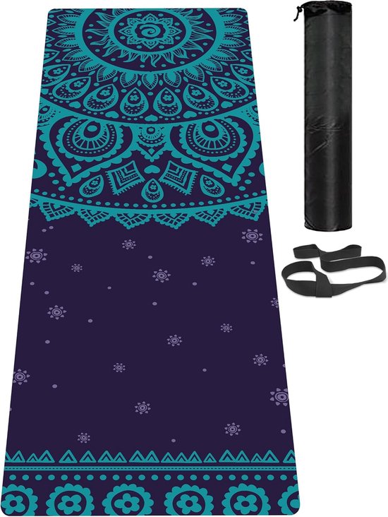 Gruper TPE Yoga Mat, Pro Yoga Mat Eco Vriendschappelijke Antislip Fitness Oefeningsmat met draagriem, Workout Mat voor Yoga, Pilates en Vloer Oefeningen 183 x 61 x 0,6 CM
