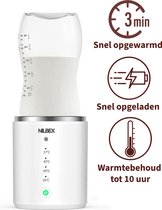 NILBEX® Bottle Warmer Pro - Draagbare Baby Flessenwarmer voor Onderweg - Flesverwarmer - Draadloos - Wit - Geschikt voor Dr. Brown's, Medela & Difrax