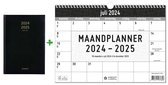 Agenda Brepols 2024-2025 - 16 MOIS - Bretime LIMA - Aperçu quotidien - Zwart + MGPcards - Planificateur mensuel 2024-2025 - 18 Mois