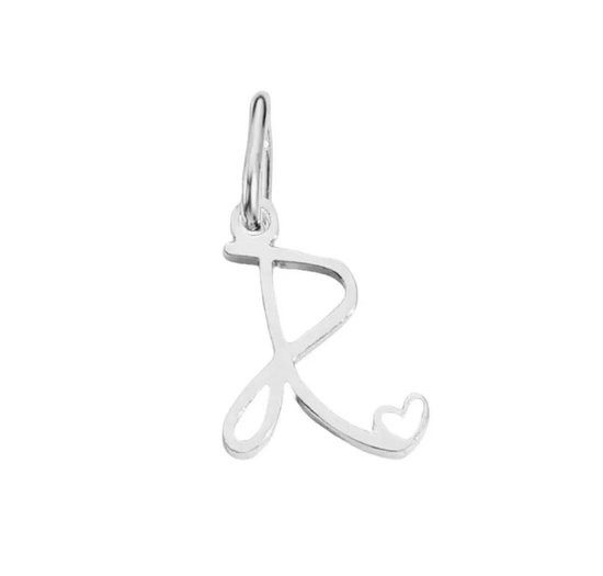 Ketting en hanger - letter - R - zilver kleur - charm- stainless steel - verkleurt niet - hypo allergeen - perfect cadeau - liefde - hartje