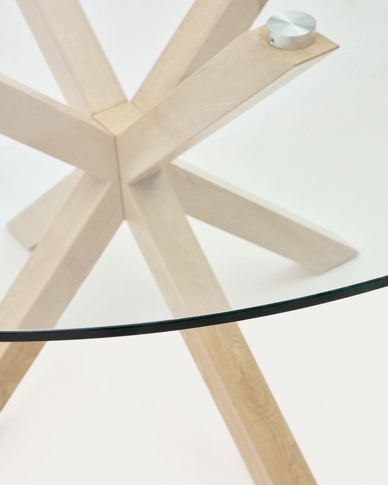 Kave Home - Argo ronde tafel in glas met zwarte stalen poten Ø 150 cm