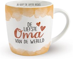 Miko Cadeau koffie/thee mok oma - wit/oranje - lieve oma - porselein - Omadag