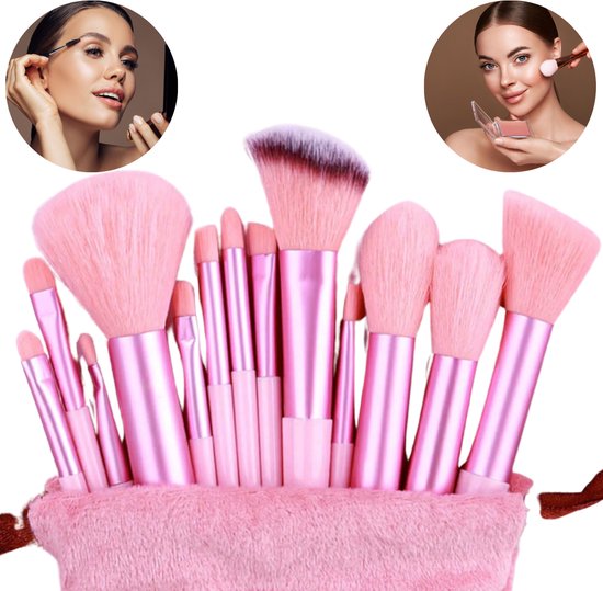 GUAPÀ® Make Up Kwasten Set 13 delig | Poeder Kwast | Foundation Kwasten | Make Up Brush | Poederkwast | Beauty Blender | Lipliner | Oogschaduw | Concealer | 13 diverse Make Up kwasten + Opbergtas