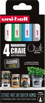 Uni-ball Chalk Markers - Krijtstiften - set van 4 stuks - wit, groen, blauw en zilver - 5x stickers om te personaliseren