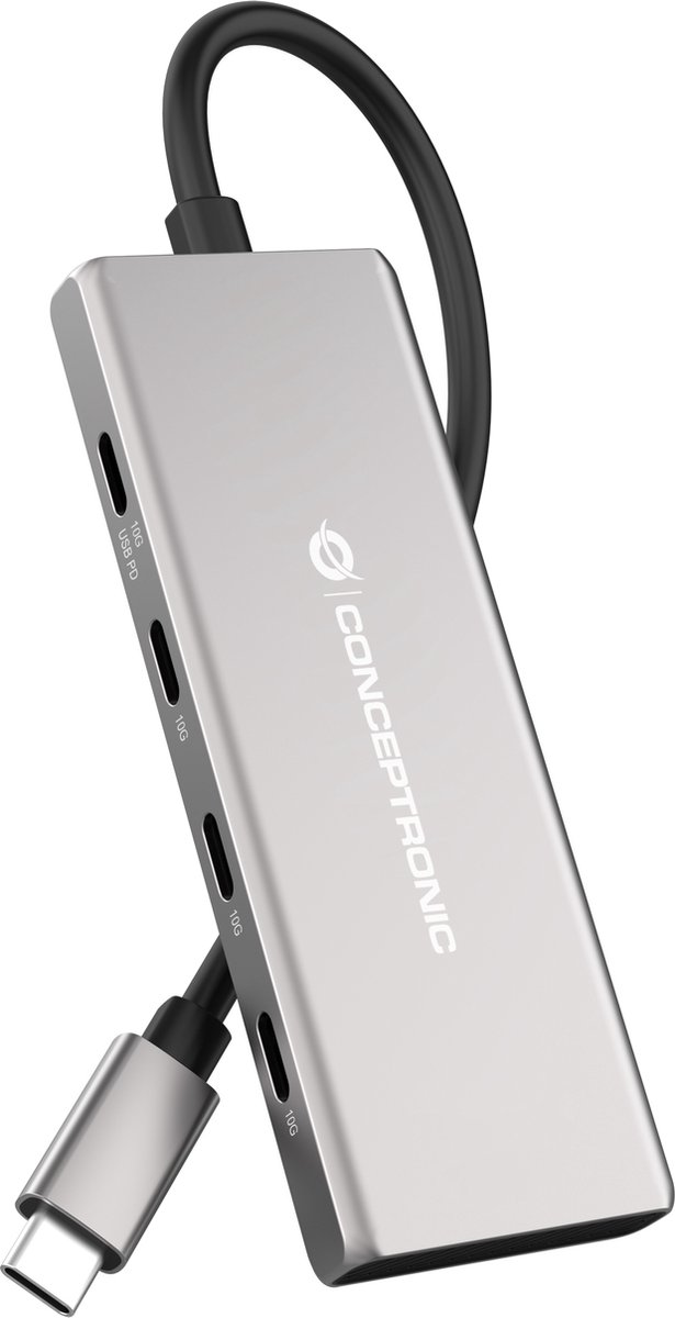 Conceptronic HUBBIES17G interface hub USB 3.2 Gen 2 (3.1 Gen 2) Type-C 10000 Mbit/s Grijs