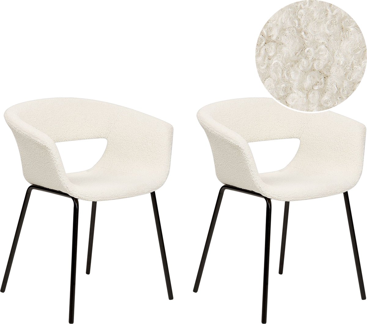 ELMA - Eetkamerstoelen set van 2 - Gebroken wit - Polyester