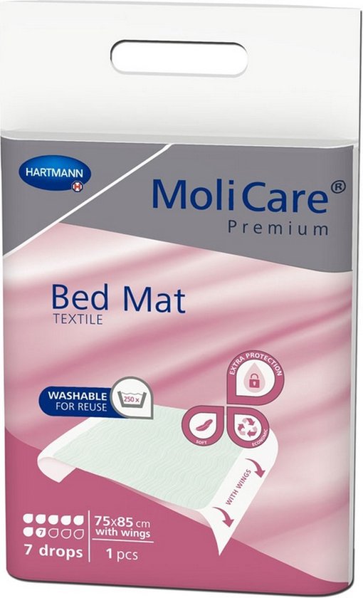 Hartmann Molicare Premium Bed Mat - Wasbare bed onderleggers 75 x 85 cm (met instopstroken) - 1 stuk