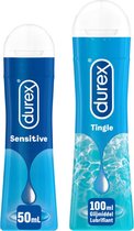 Durex - Lubrifiants 150 ml - À base d'eau - Sensible Vaginal & Anal 50 ml - Gel Stimulateur de Picotements 100 ml