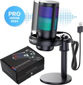 Bol.com TRANSNECT - USB Microfoon met Standaard - Gaming en Streaming - RGB Verlichting - Voor PC Laptop en Console - Zwart aanbieding