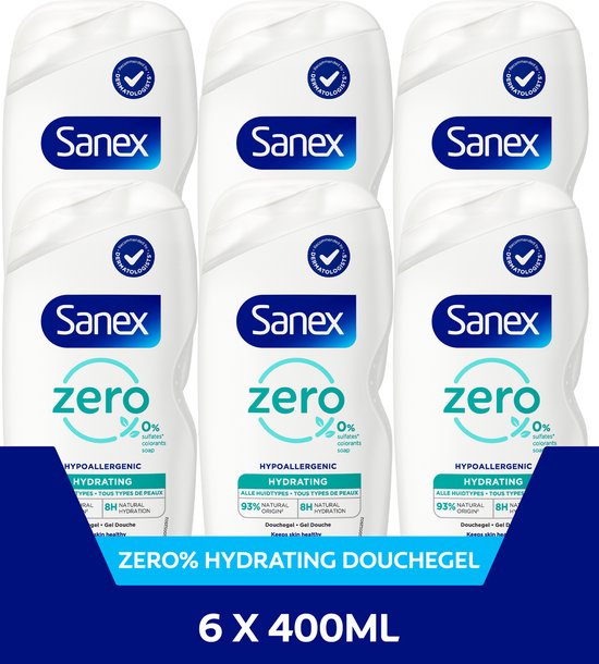 Sanex Zero% Normale Huid Douchegel - 6 x 400 ml - Douchegel Voordeelverpakking