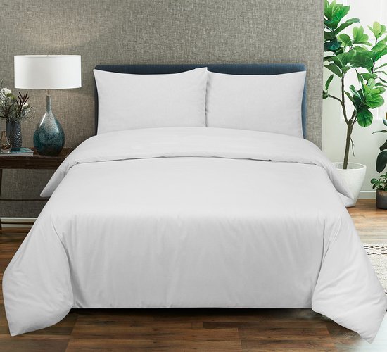 DoubleDry Dekbedovertrek 100% Natuurlijk Katoen - Eenpersoons 140x200/220 cm + 1 Kussensloop - Ademend & Zacht - Wit van Sleeplife — afbeelding 5