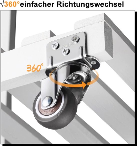 4 wielen voor zware meubels, 38 mm, rubberen wieltjes, 360° draaibare