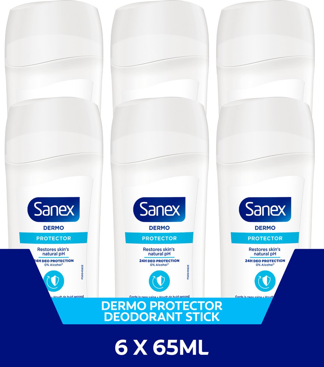 Goedkoopste Sanex Dermo Protector 24H Deodorant Stick - Voordeelverpakking - 6 x 65ml