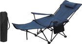 Campingstoel opvouwbaar met rugleuning en voetensteun - blauw, belastbaar tot 150 kg beach sling chair
