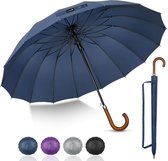 Parapluie XXL Parapluie de golf de 55 pouces grand, résistant aux tempêtes, robuste, automatique, coupe-vent, imperméable, parapluie de voyage avec manche en bois pour hommes et femmes