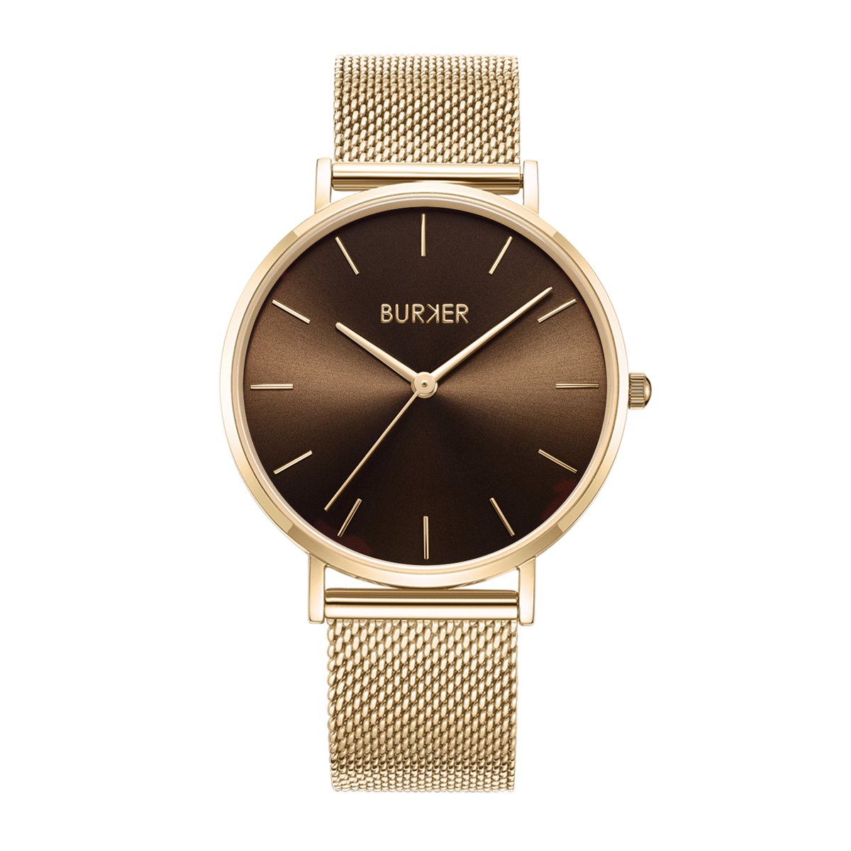 BURKER Ruby Horloge Dames - Rond - Goud Bruin - Milanese Band - 38 mm